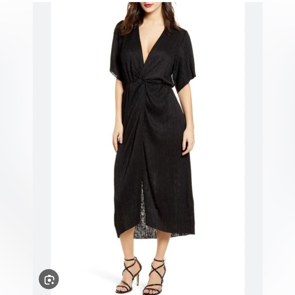 Black maxi high dress with slit